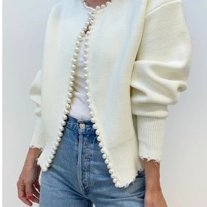 Off White Ripped Hem Cardigan